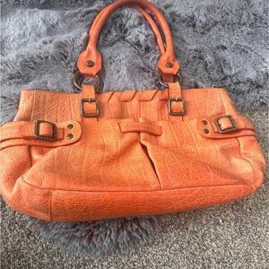 Plinio Visona Orange Leather Handbag